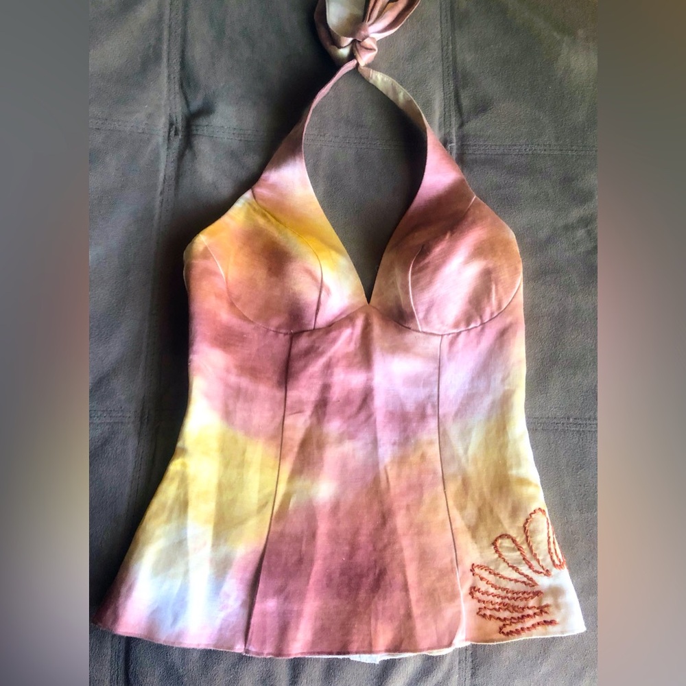 ***FINAL***NWT $249 Cellardoor Halterneck Hemp & Silk Cami Top Multi - Small